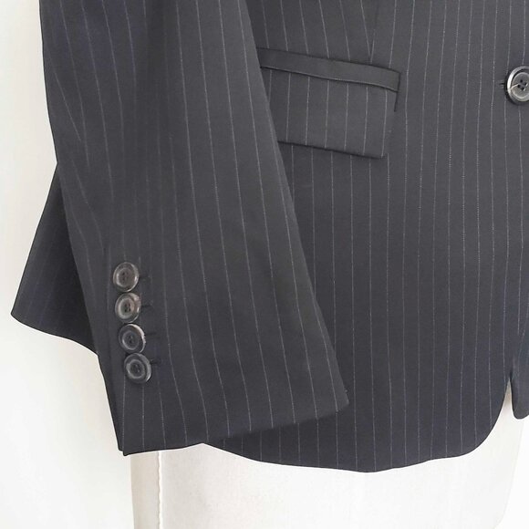Hugo Boss Women's 2 Piece Black Pin Stripe Business Pant Power Suit Blazer 12 - Picture 5 of 15